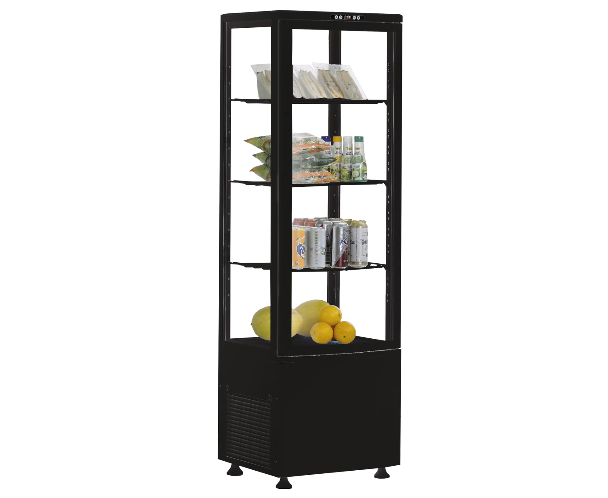 L2G – Vitrine Réfrigérée Professionnelle Noir 235L | 0°C à +12°C | 4 Niveaux – Idéale pour Commerces & Restaurants
