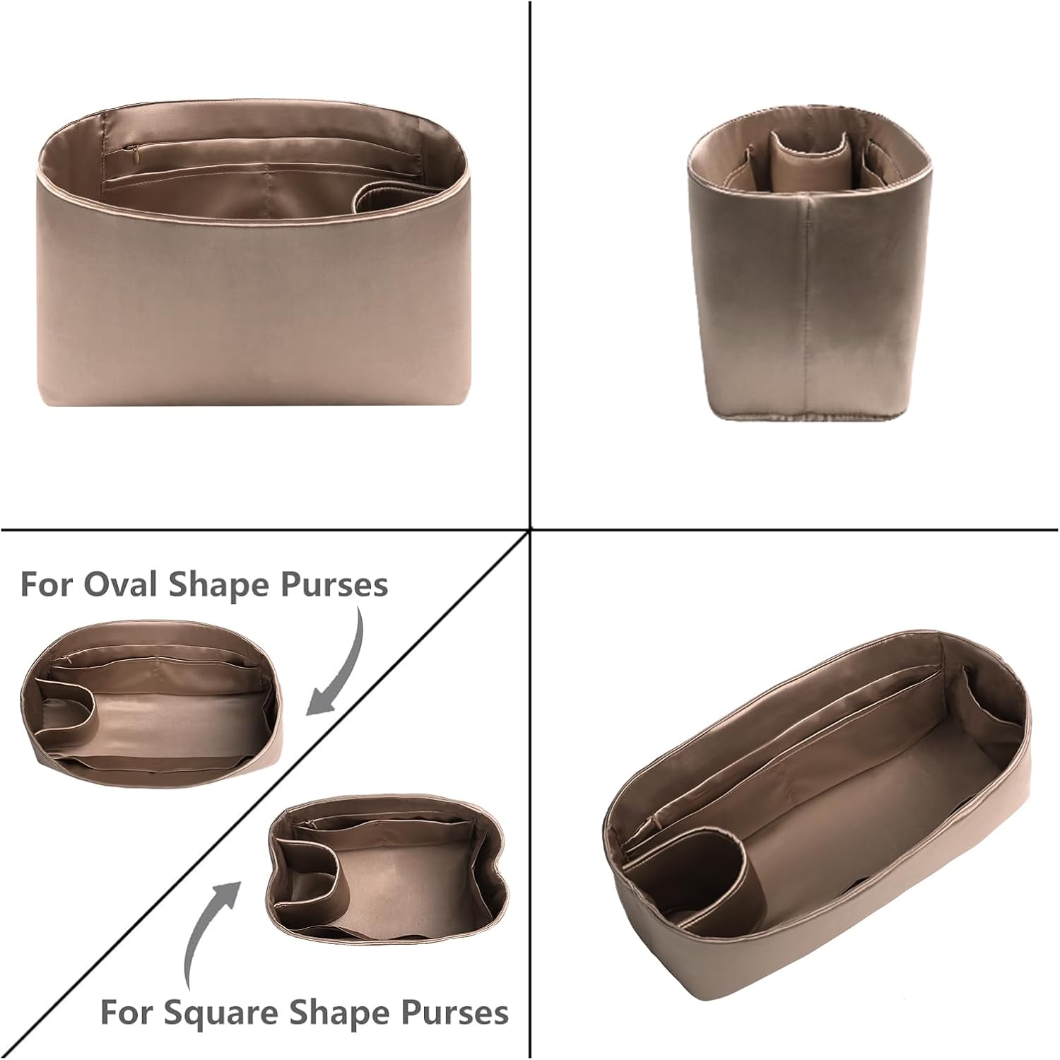 Purse Organizer Insert for Handbags, Tote Bags, Speedy, Neverfull, ONTHEGO, Artsy - Silk Smooth with Bottle Holder - 4 Sizes - Image 6