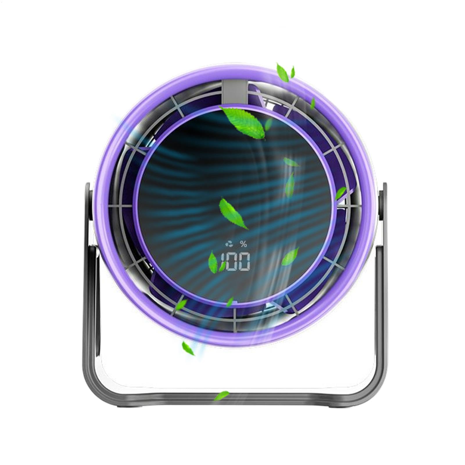 Ventilateur de bureau silencieux rechargeable avec affichage LED et 100 vitesses réglables