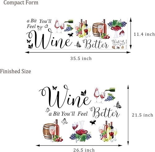 Miniatura 6 de Calcomanías de pared de vino para cocina, calcomanías de pared para comedor, botella de vino, arte de pared para decoración de pared, letrero