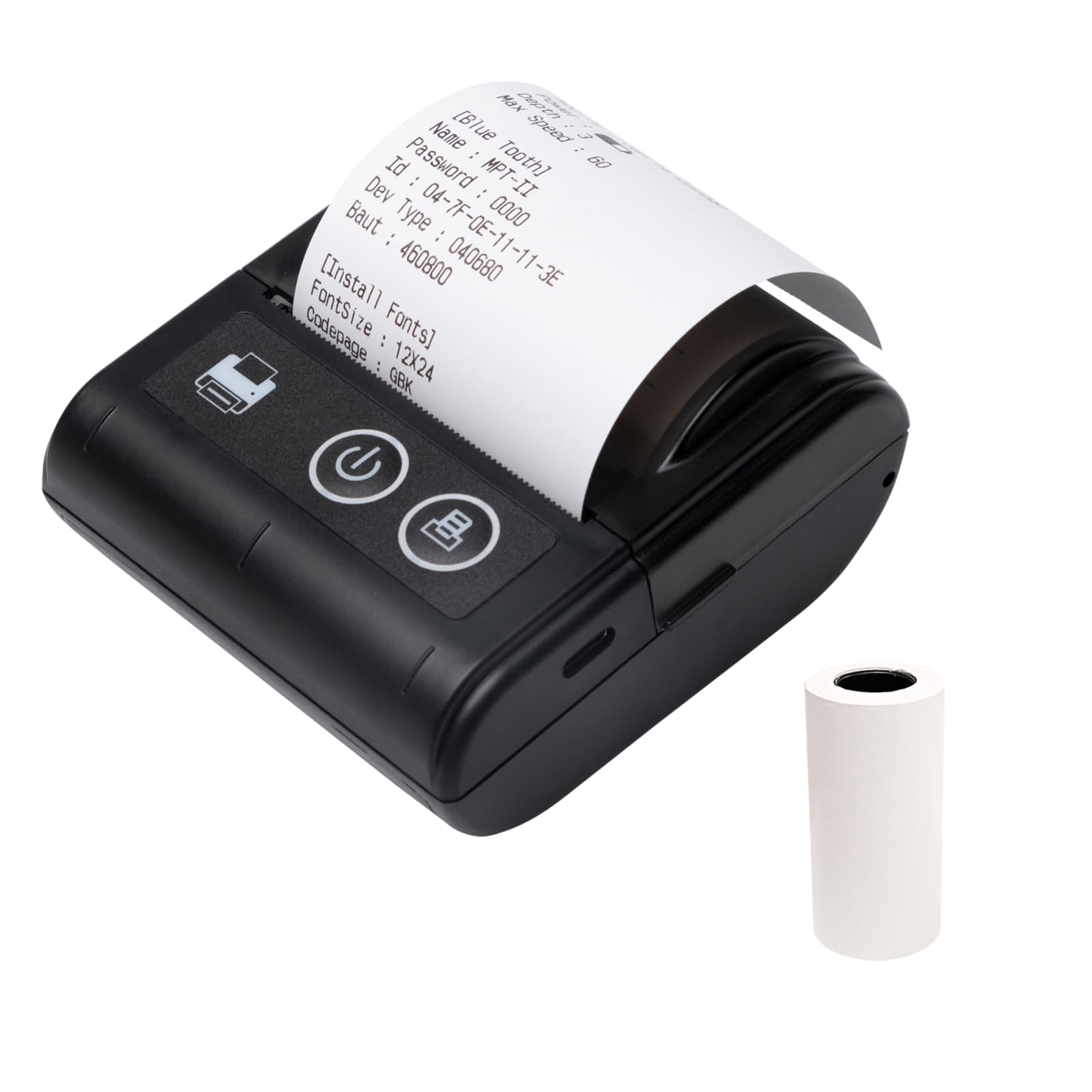 Mini imprimante thermique portable USB et Bluetooth 57 mm sans fil haute vitesse 1 rouleau de papier intégré compatible iOS, Android, Windows pour restaurant, vente au détail