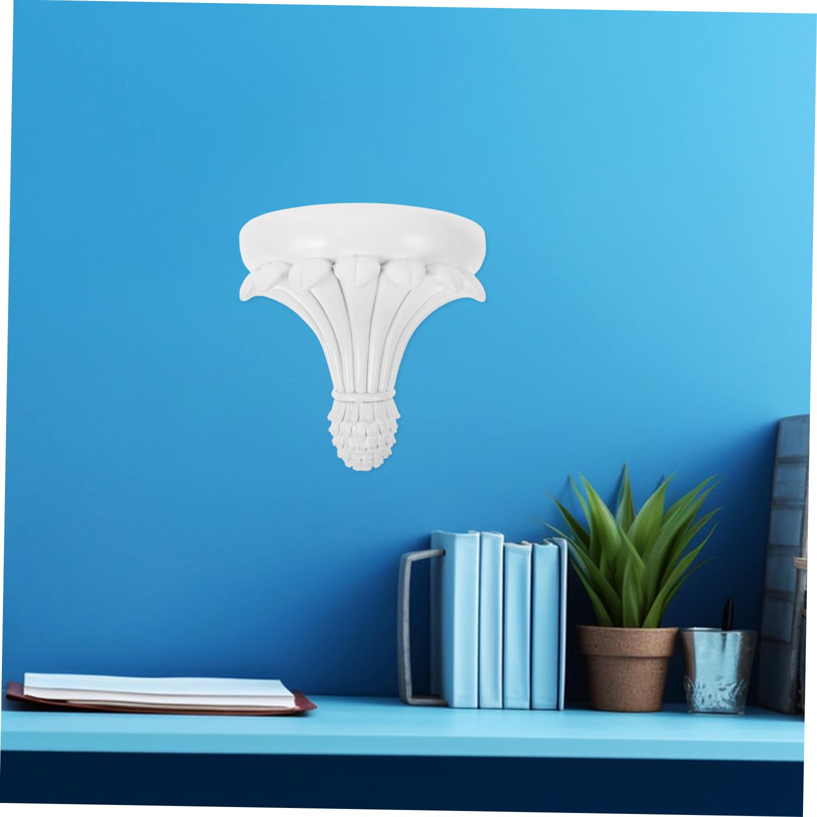 MAGICLULU Estante Flotante de Resina Blanco para Pared, Soporte Decorativo Europeo Gran Capacidad de Carga, Adecuado para Macetas y Plantas en Salón