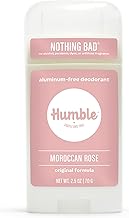 HUMBLE BRANDS Original Formula Aluminum-free Deodorant. Long Lasting Odor Control with Baking Soda and Essential Oils, Moroccan Rose, Pack of 1