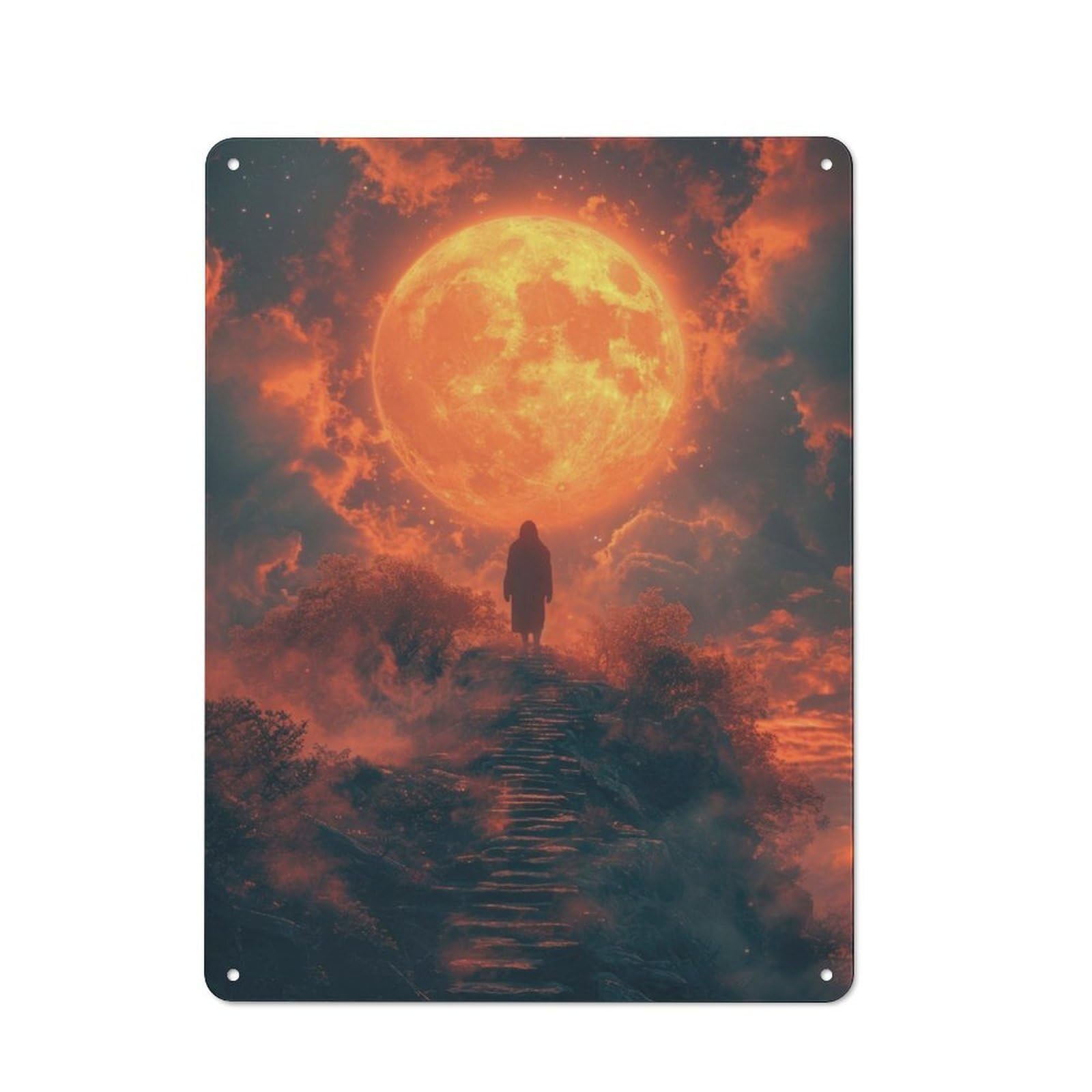 Understated Office Metal Sign 40x30cm Featuring Stairway to The Moon, Studio Wall Plaque for Office, Study, Studio Or Hallway