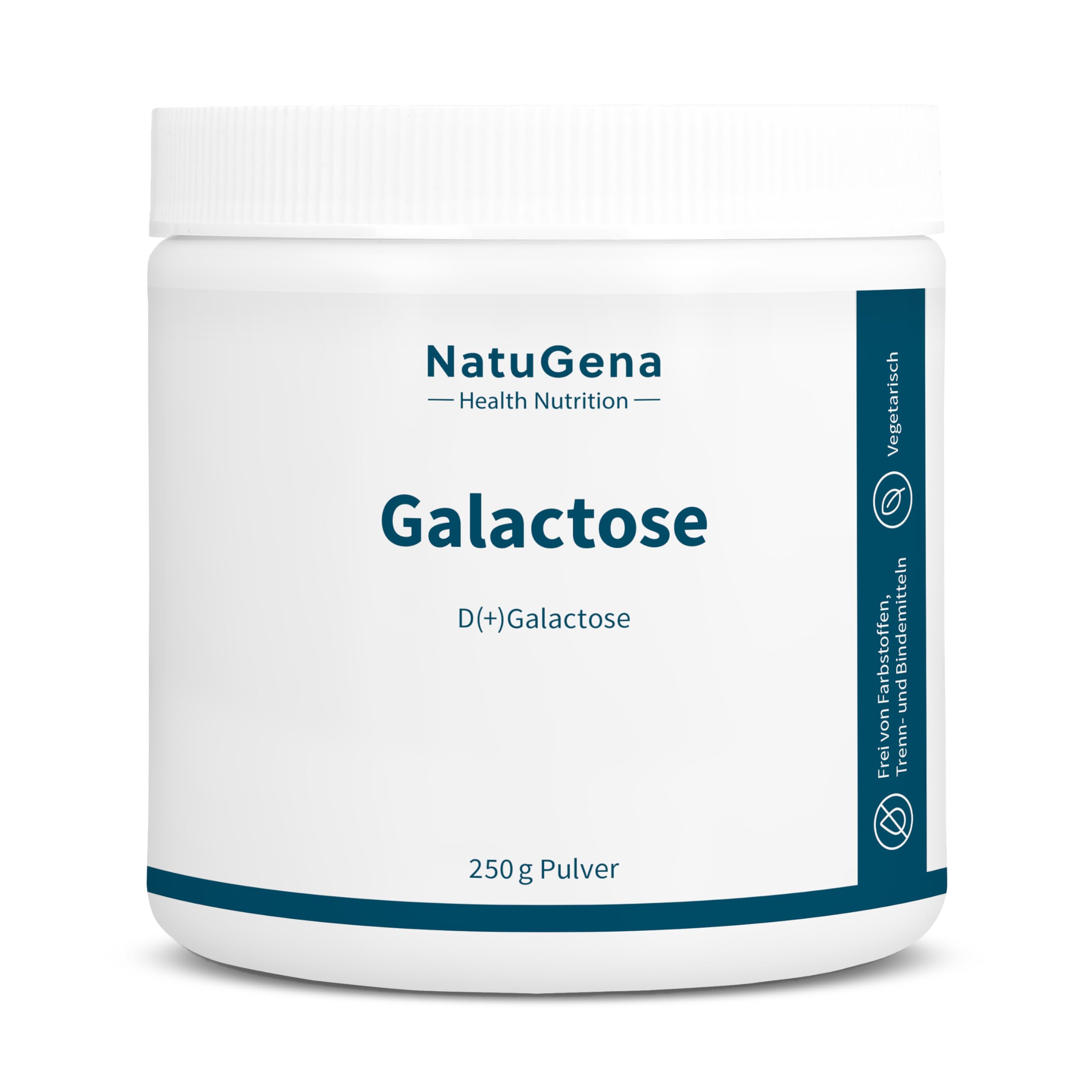 NatuGena D (+) Galactose Pulver, natürlicher Zucker, Einfachzucker oder Monosaccharid, geeignet bei Laktoseintolleranz, D-Galactose Pulver, 250 gr, (41 Tage Packung)