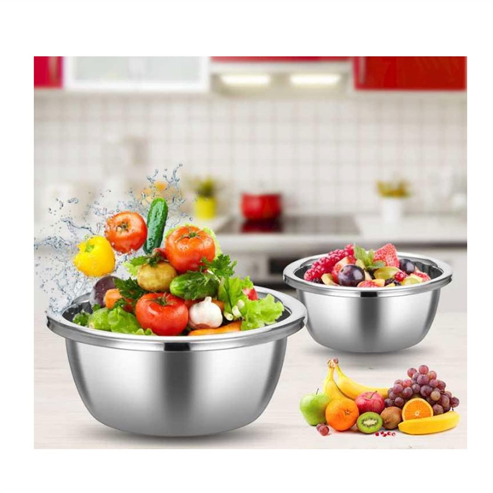 Cuencos para Mezclar de Acero Inoxidable, Cuenco para Sopa, Juego de 8 Piezas para Ahorrar Espacio, Almacenamiento para cocinar Alimentos en el hogar, el refrigerador y la Cocina