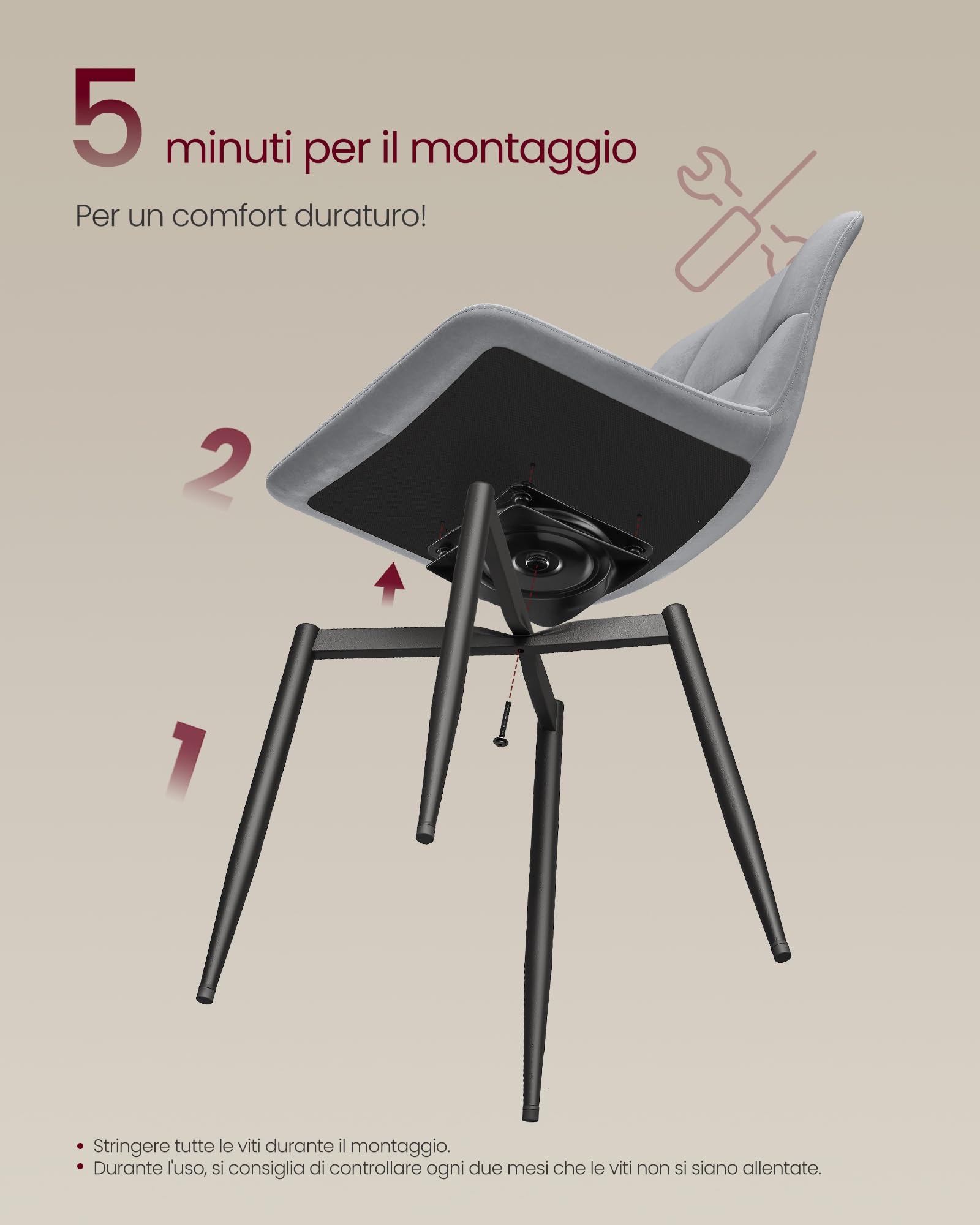 VASAGLE Sedie da Pranzo Girevoli a 360°, in Velluto, Set di 4