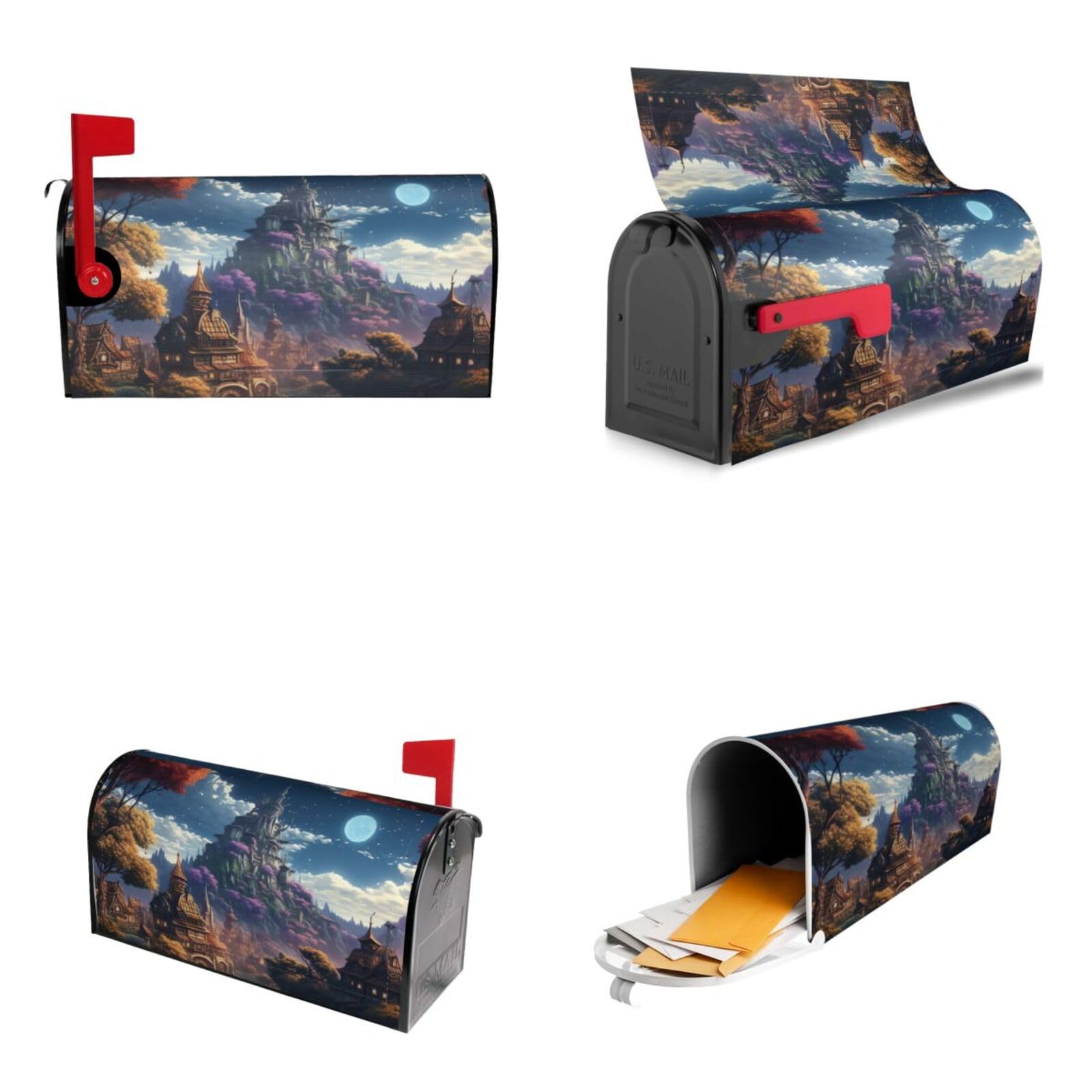 Town Mailbox Covers Magnetic Wraps Post Letter Box Cover Garden Home Decor 25.5x21 in