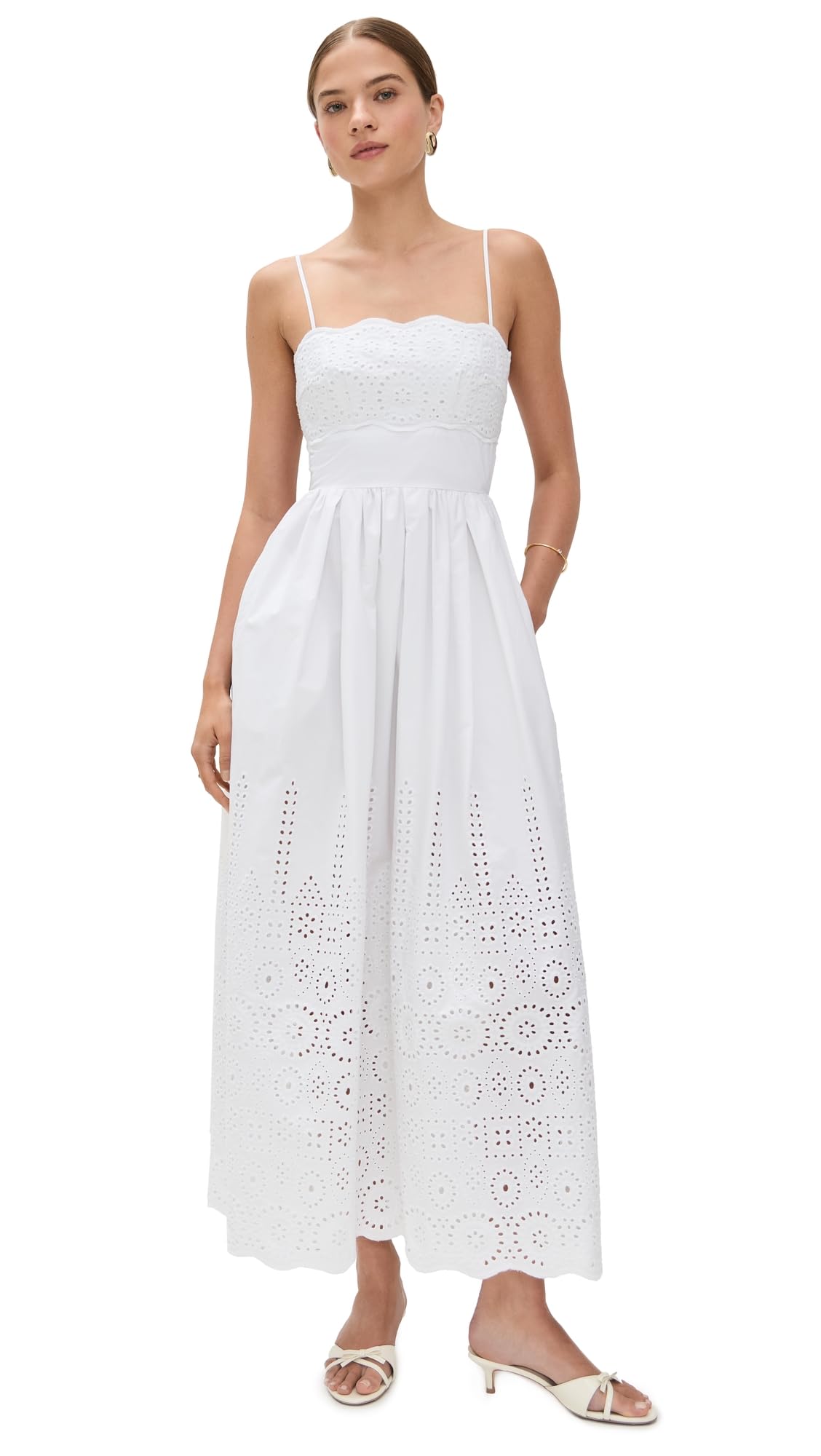 Susana Monaco Womens Embroidered Poplin Open Back Dress