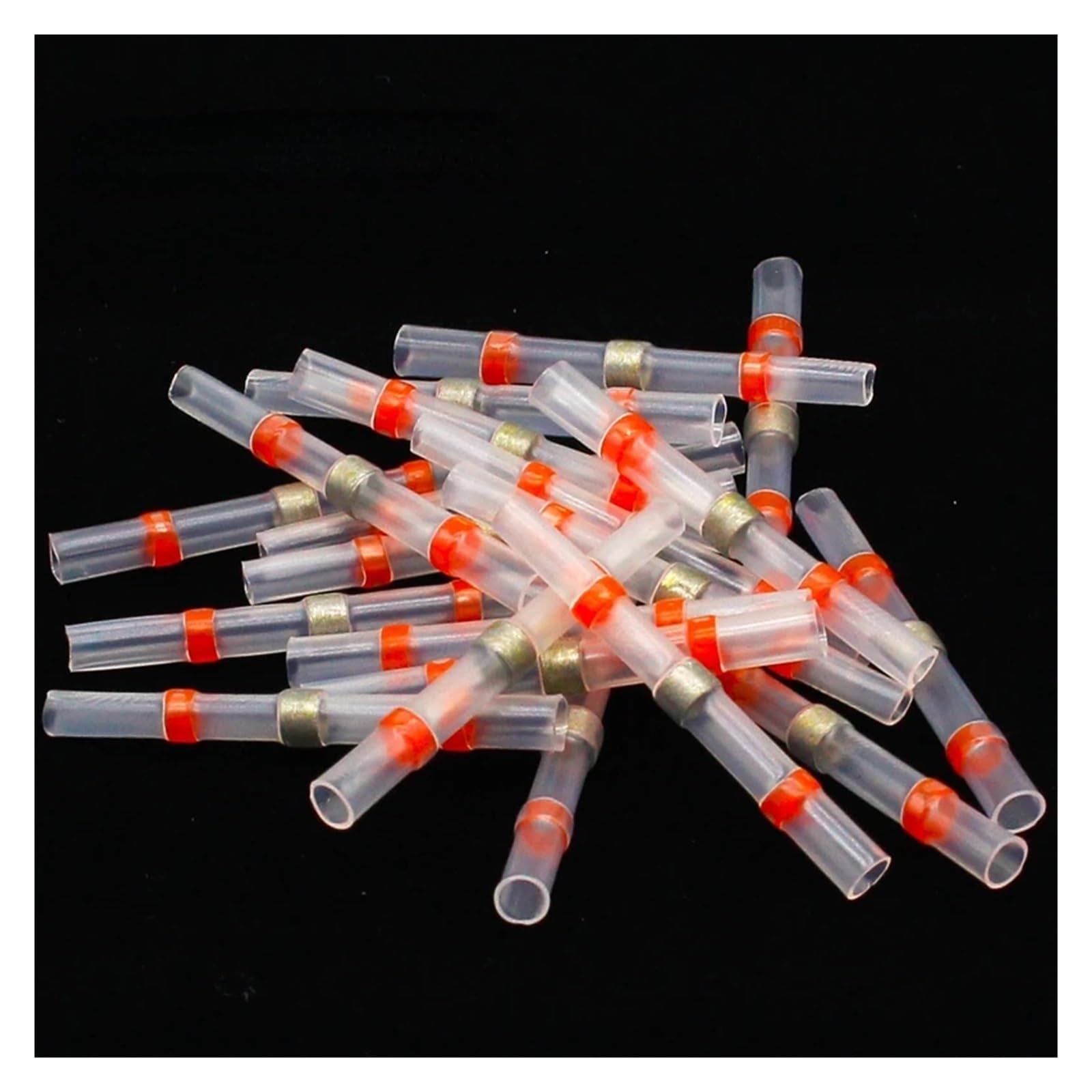 BYLSAGWHT 50pcs Seal Heat Shrink Butt Wire Connectors Terminals AWG22-18 Red Solder Sleeve