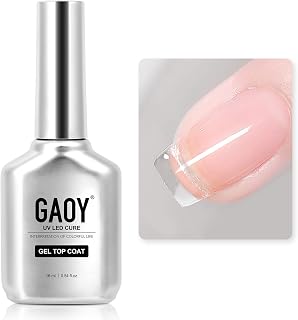 GAOY No Wipe Gel Top Coat 16ml - High Gloss, Chip-Proof Finish for 4+ Week Lasting UV/LED Nail Polish Manicure DIY