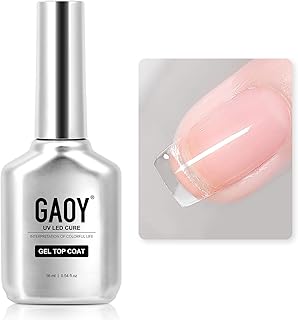 GAOY Top Coat for Gel Nail Polish, 16ml No Wipe Clear Finish, High Gloss Varnish for Long Lasting UV Nail Art DIY