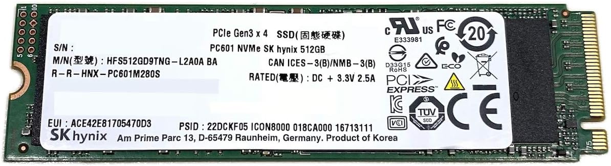 SSD 512GB M.2 2280 PCIe Gen3 x4 PC601 HFS512GD9TNG for Laptop Desktop Ultrabook