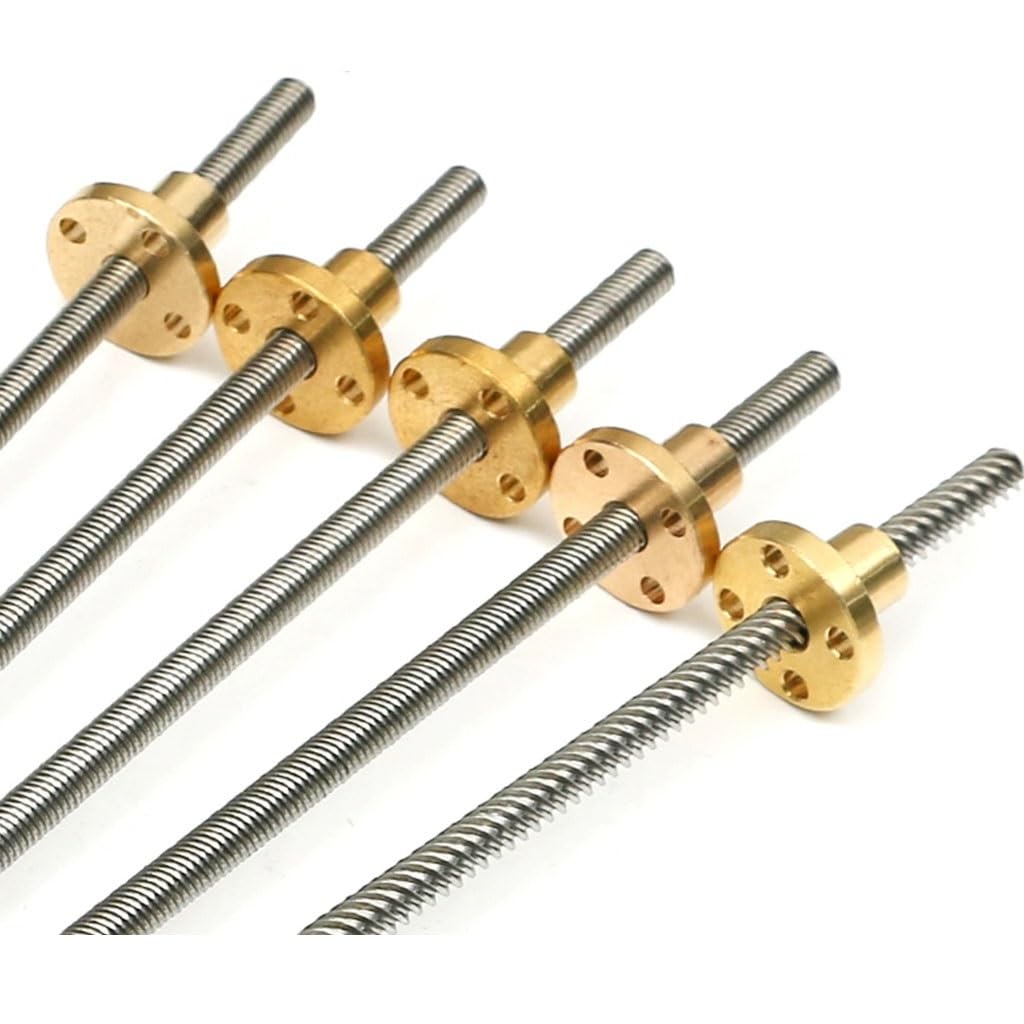 Śruba prowadząca ze stali nierdzewnej T6 do drukarek 3D, skok 2 mm, przewód 12 mm, długość 100-1000 mm, z miedzianą nakrętką dla precyzji