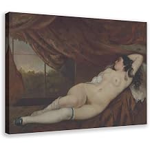 BMtyDG Gustave Courbet - Naked Woman Lying Down 1862 Canvas Poster Wall Art World-famous Paintings Artist Bedroom And Living Room Decoration Frame 12x18inch