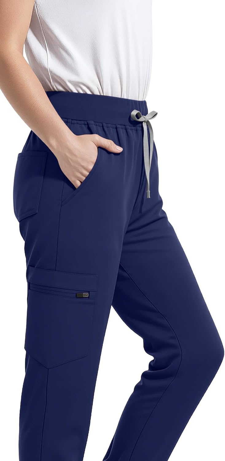 Stretchy Scrub Pants for Women - Breathable Drawstring Womens Scrub Pants,Elastic Drawstring with 5 Pocket - Image 5