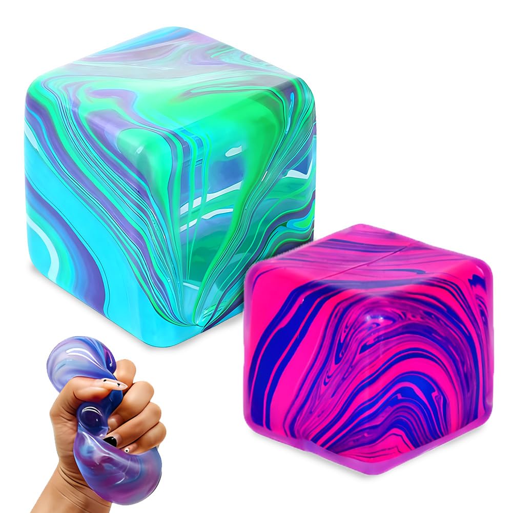 ZappelStift Durable Squishy Cube Squeeze Toys, Stress Cube Fidget Toy for Anxiety Relief, Not Easy to Fall Off Sensory Toys for Boys Girls