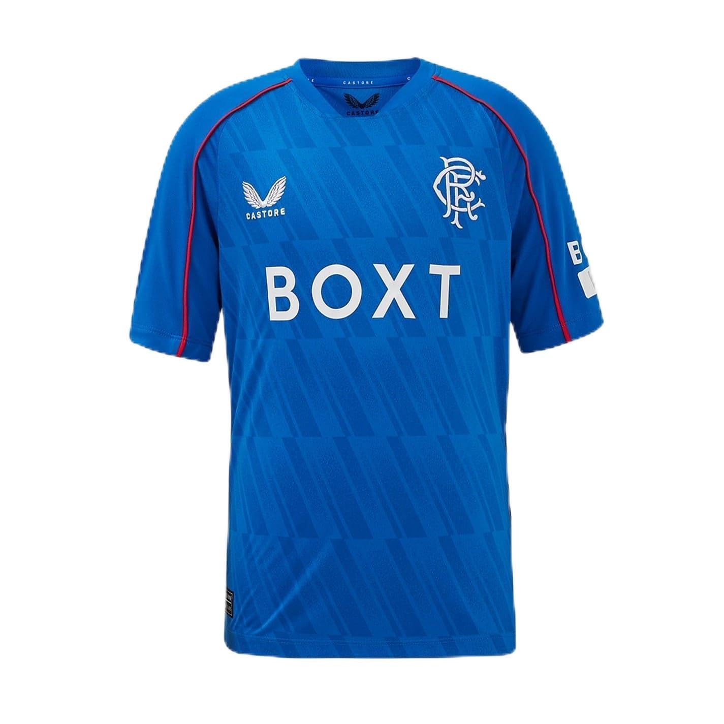 '24-'25 Rangers Home Shirt (Kids) Polyester Made By: Castore Unisex Kids Blue Extra Large
