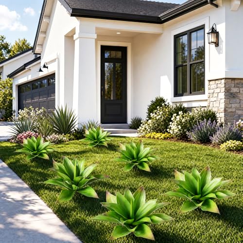 ENALGRE Artificial Agave 22" Faux Agave Fake Greenery Outdoor Artificial Plant Fake Plant for Indoor Home Decoration Plastic Plant Outdoor Decor Front Porch Decor Simulation Plants (Red 2Pcs) No Vase by ENALGRE - Used condition - Image 8