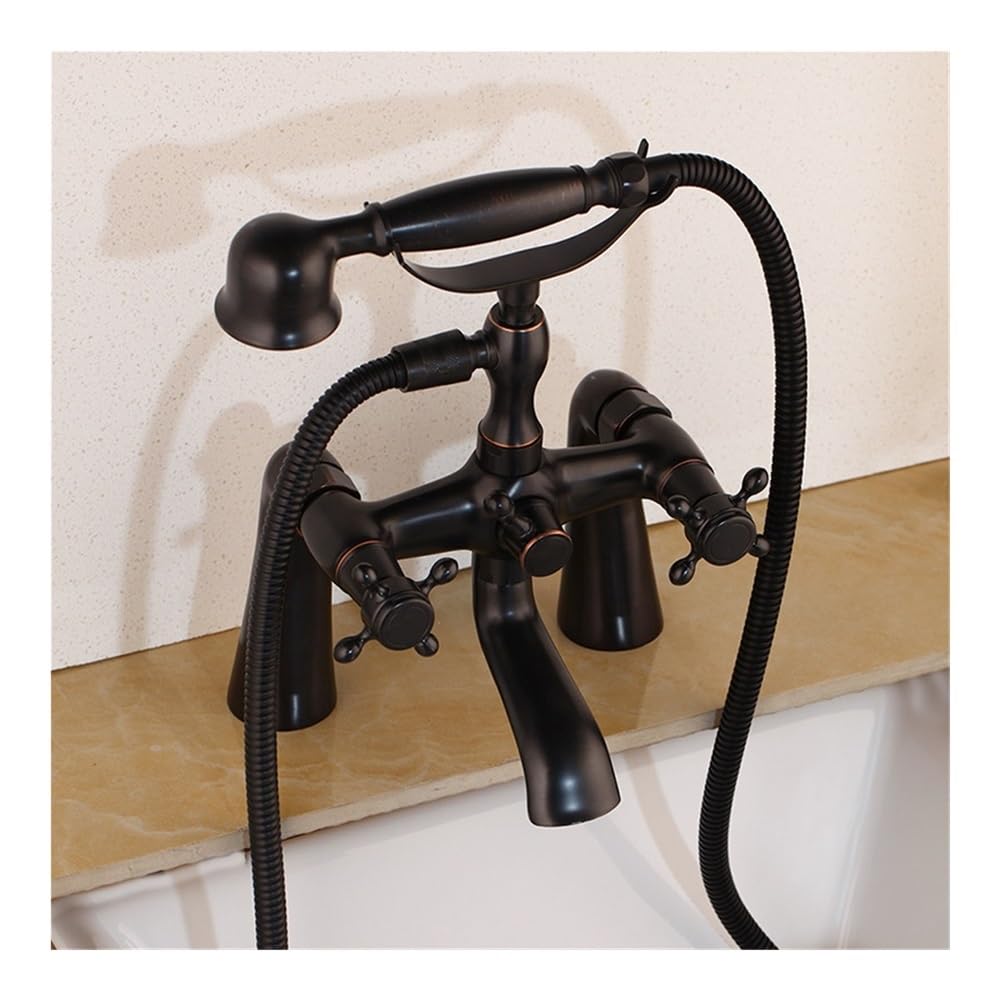 Blyqxs Black Bathtub Side Shower Faucet Set Double Handle Double Control Rotatable Shower Faucet Xt436(,A)