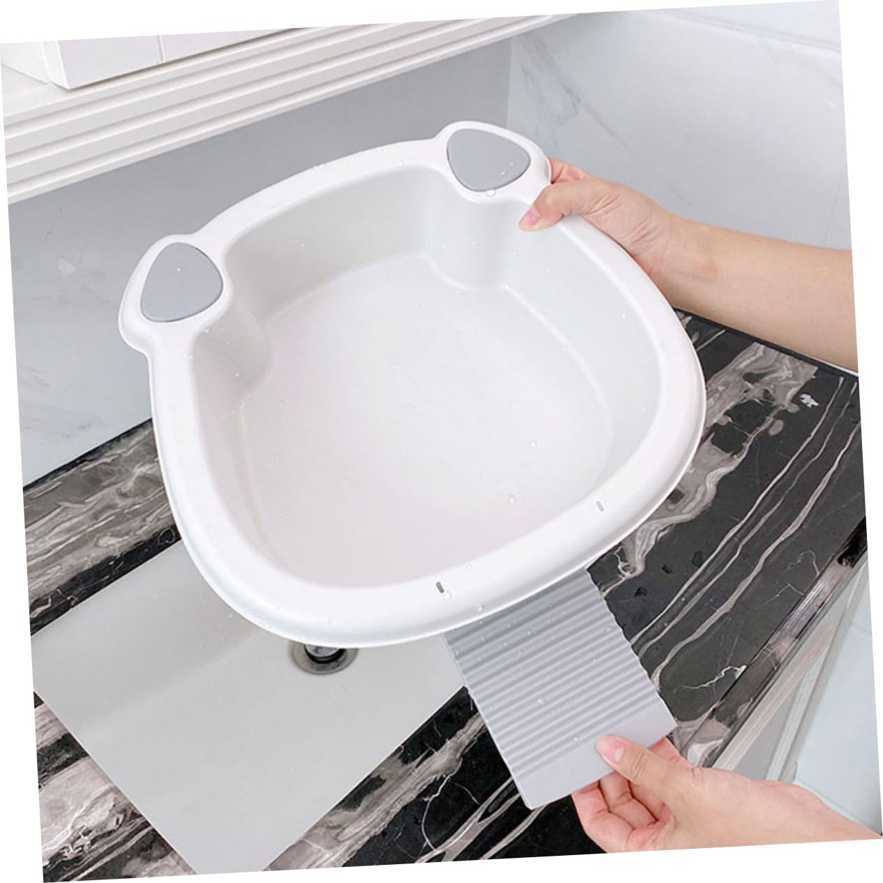 Alipis Handwaschbecken Wäschewanne Mit Fußbadewanne Nichtwaschwanne Kompakt Für Badezimmer Im Wohnheim Und Auf Reisen