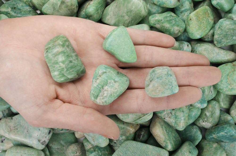 Fantasia Materials: 1 lb Tumbled Amazonite B Grade Stones from Brazil - Small - 0.75" to 1.25" avg