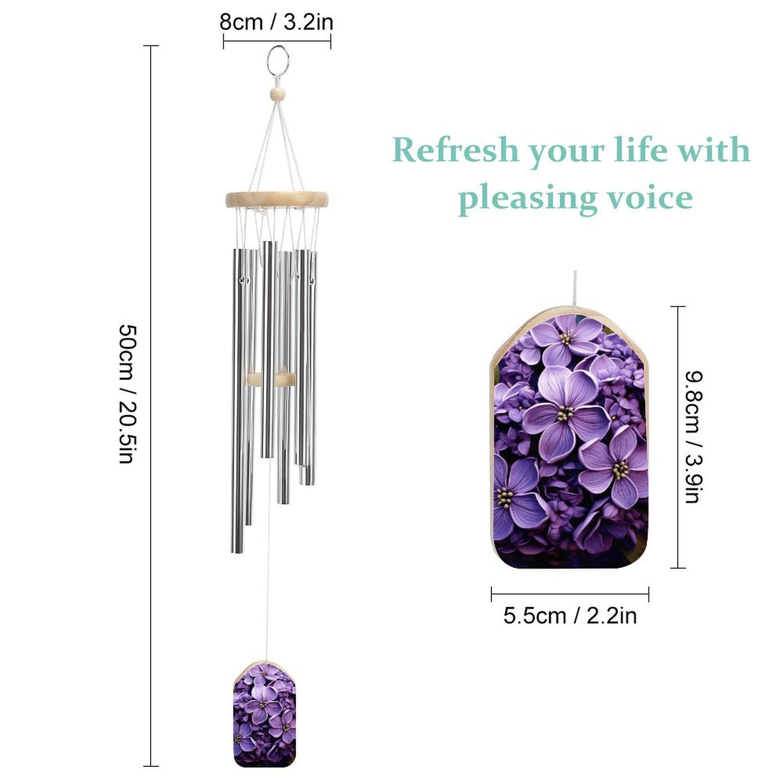 Outdoor Wind Chimes, Purple Floral Printed Wind Chimes,Simple Wind Chimes,Curtain Wind Chimes for Home Decoration