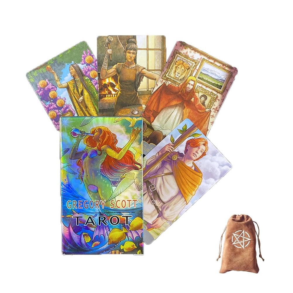Jeu De Cartes De Tarot Gregory Scott – 78 Cartes, Avec Sac Velours, Pour Divination, Party Game