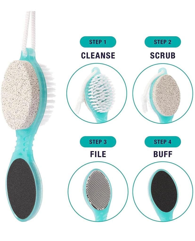 CELLEBII® 4 In 1 Pedicure Brush, Pumice Stone & File foot cleaner scrubber callus remover skinexfoliant 3
