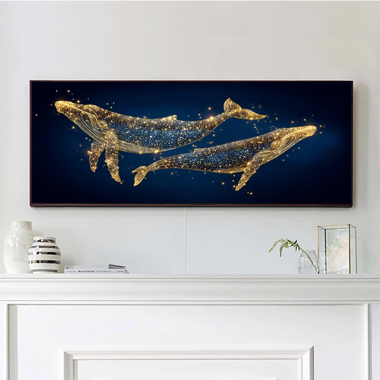 Dipingere con i Numeri Adulti Balena, Arte Paint by Numbers Kit, Fai Da Te Passatempo per Adulti Kit, Dipingere con i Numeri con Pennelli e Vernice Acrilica, Inverno Decorazioni Casa, 160x70cm 4-5852