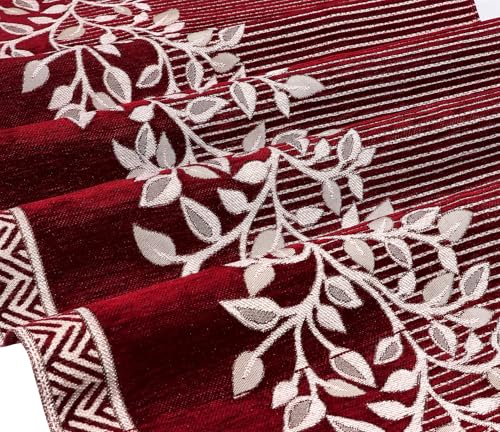 Image of Nendle Premium Chenille Floral Sofa Mat Arms Cover Only - Soft & Durable Protector for L Shape /Standard Sofa Set (58 cm, Maroon, 1 Piece)