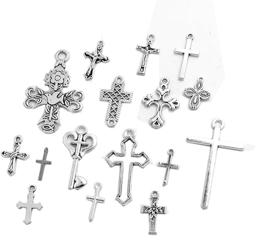 Miniatura 4 de BronaGrand 25 dijes de cruces mixtas colgantes hallazgos de joyería para hacer pulseras y collares