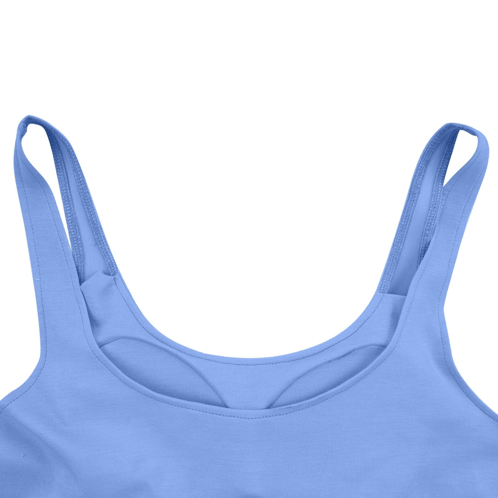 Camisola Tops para Mujer UK Soporte Levantamiento Algodón Sujetador Incorporado Cuello Cuadrado Chaleco Cami Correa Luz Agregar Acolchado Sin Mangas Tiras Yoga Ajuste Seco Moda Casual Gimnasio