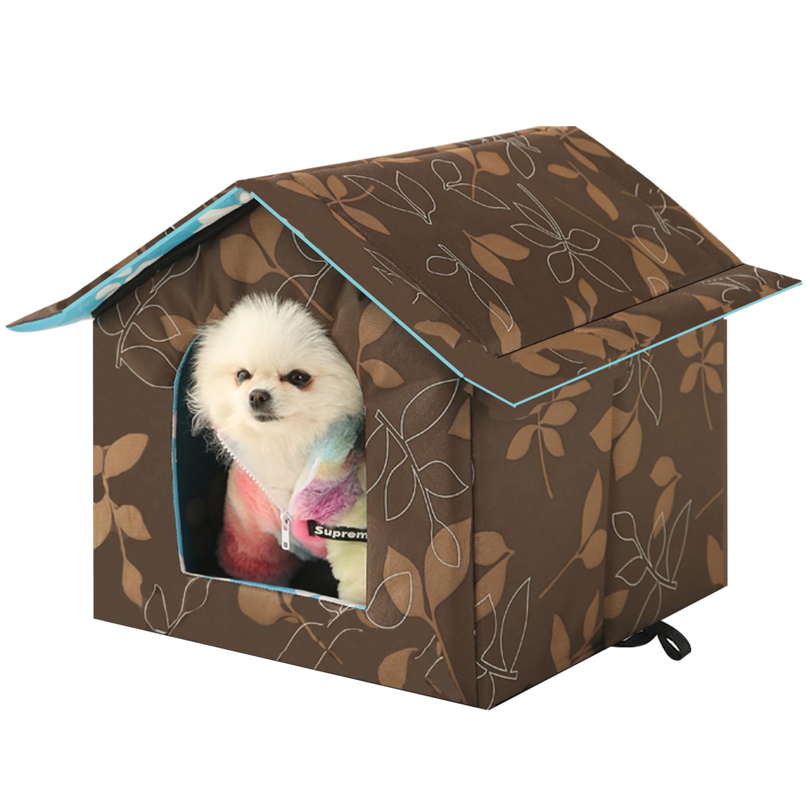 Casa para Gatos Al Aire Libre,Refugio para Gatos Callejeros,Al Aire Libre Refugio para Cachorros,Refugio Plegable con Forro De Esponja para Animales Pequeños(Cuadrado)