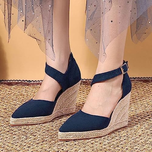 Womens Pointed toe Sandals Espadrille Wedge Sandals Dressy Ankle Strap Closed Toe Sandals Platform Wedge Casual Shoes Summer Dressy Sandals4