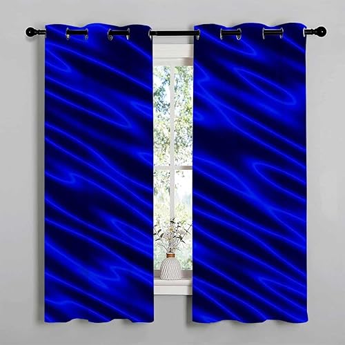 Miniatura 3 de YANFENQI Blackout Panels Blue Line Modern Back Door Curtains Cortinas para Ventanas De Cuarto 63Inch Width by 80Inch Length,2 Panels