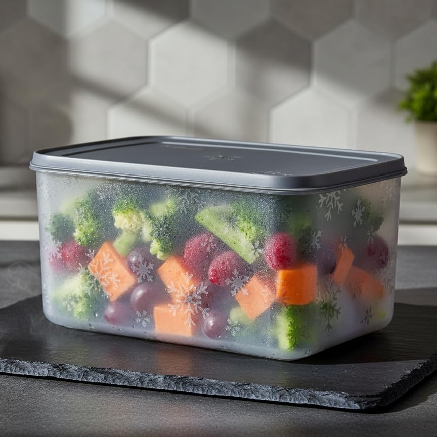 Deconox No Frost Silikon Yumuşak Kapalı Saklama Kabı Dondurucu ve Buzluk Saklama Kabı 3150 ml, Kapaklı No Frost Saklama Kabı 3150 Ml, Derin Dondurucu Saklama Kabı 3150 Ml