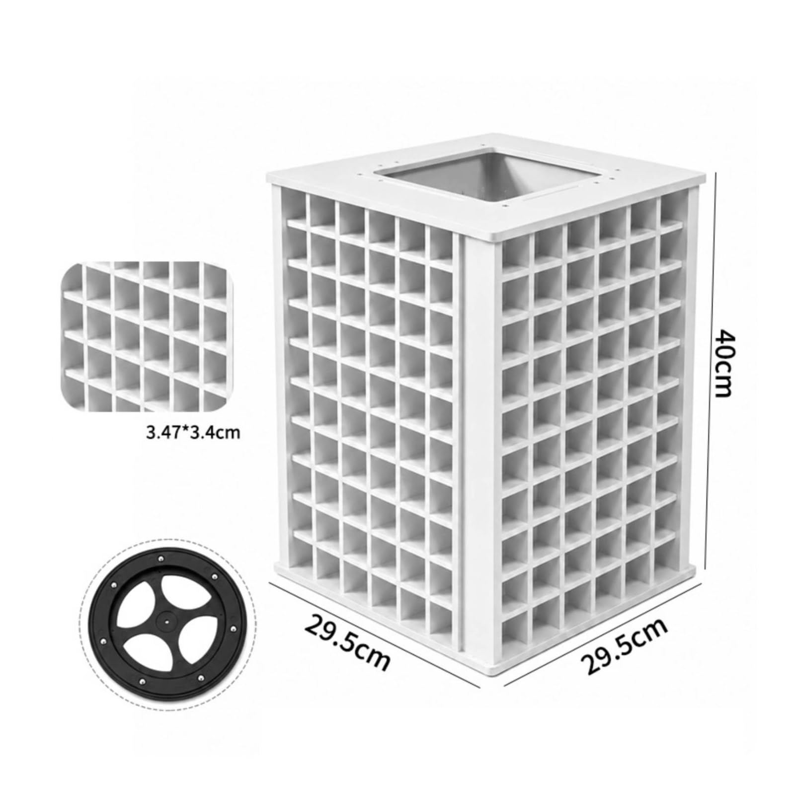 Torre Organizadora con Base Giratoria Estable Organizador con Compartimentos Múltiples para, PP Cuadrado