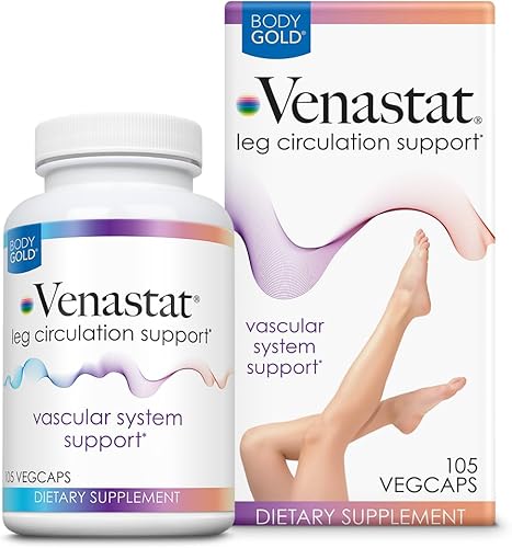 Body Gold Venastat Fórmula de salud y circulación de venas de piernas con 600 mg de castaño de indias y 200 mg de diosmina Ayuda a reducir la