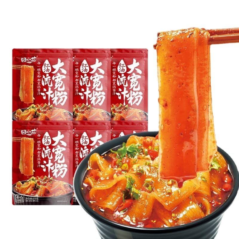 Miniatura 2 de Fideos anchos chinos, fideos de vidrio de almidón de batata, olla caliente Sichuan KuanFen, comida instantánea con sabor a salsa de sésamo, sopa