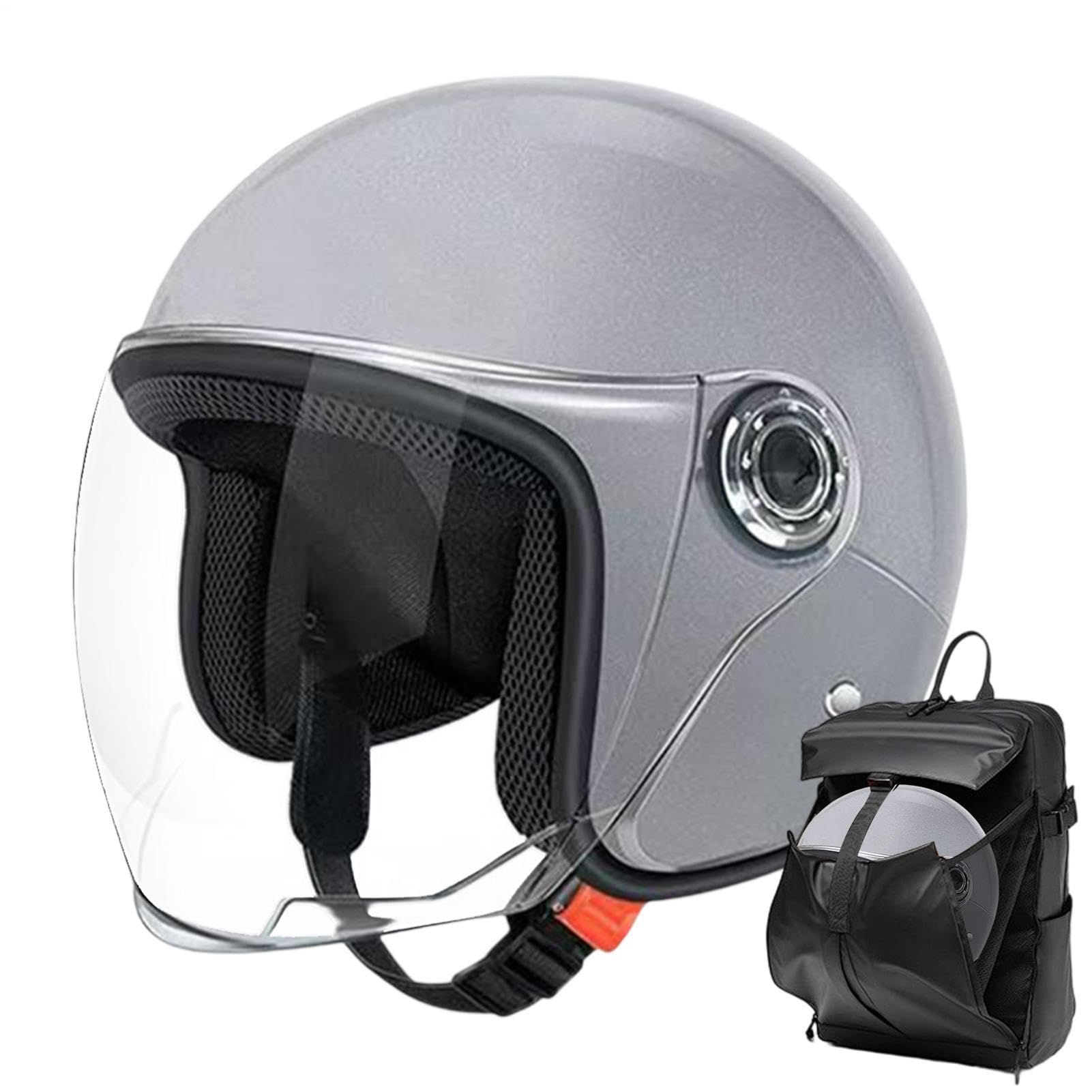 Casco Motocicleta Cara Abierta | Cascos Protectores de Moto | Casco de Scooter Adultos Resistente a los arañazos con Visera Solar | Cascos Moto Vintage para montaña Carretera & Scooter eléctrico — view 10