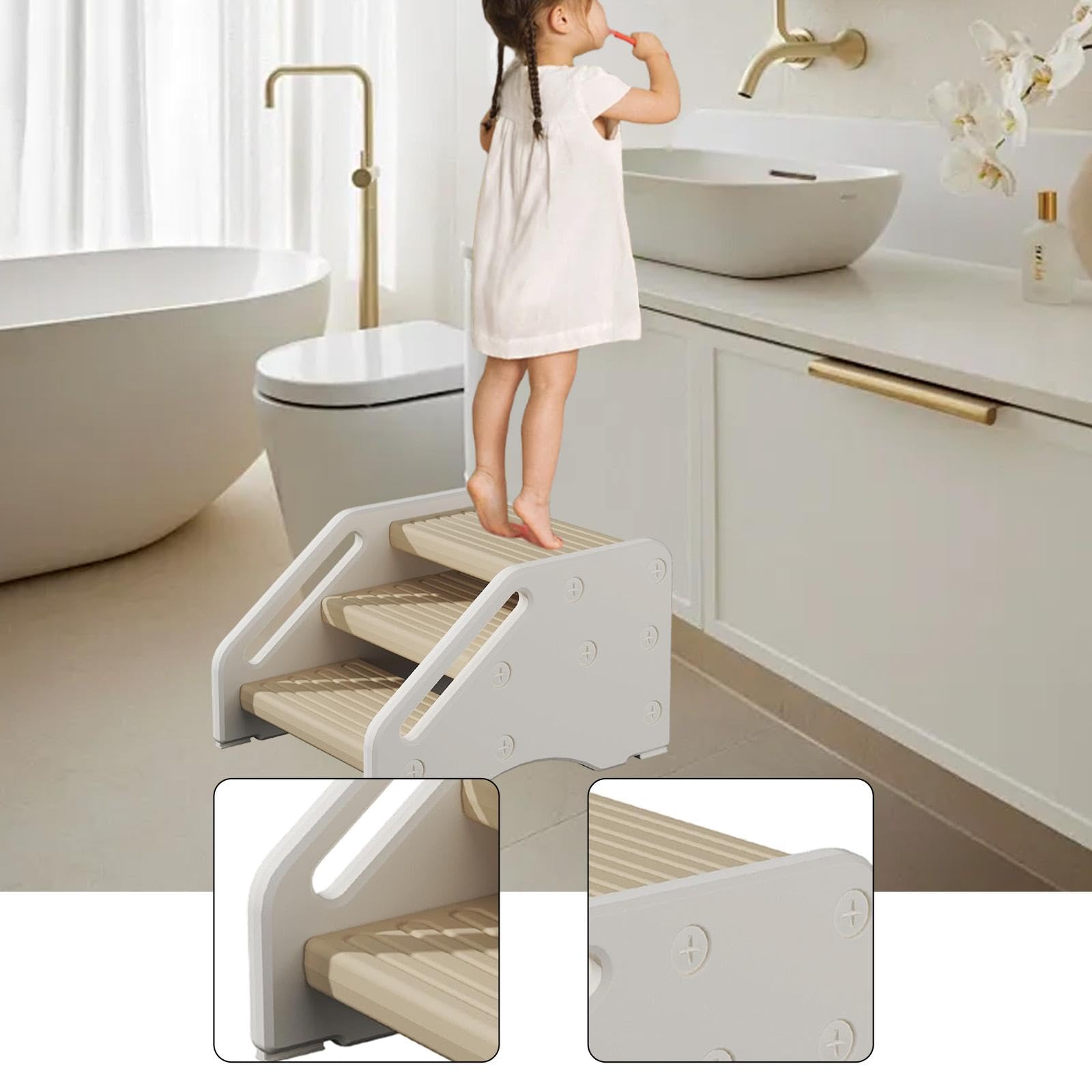 Taburete Infantil, Reposapiés Compacto Y Antideslizante para Lavabo,