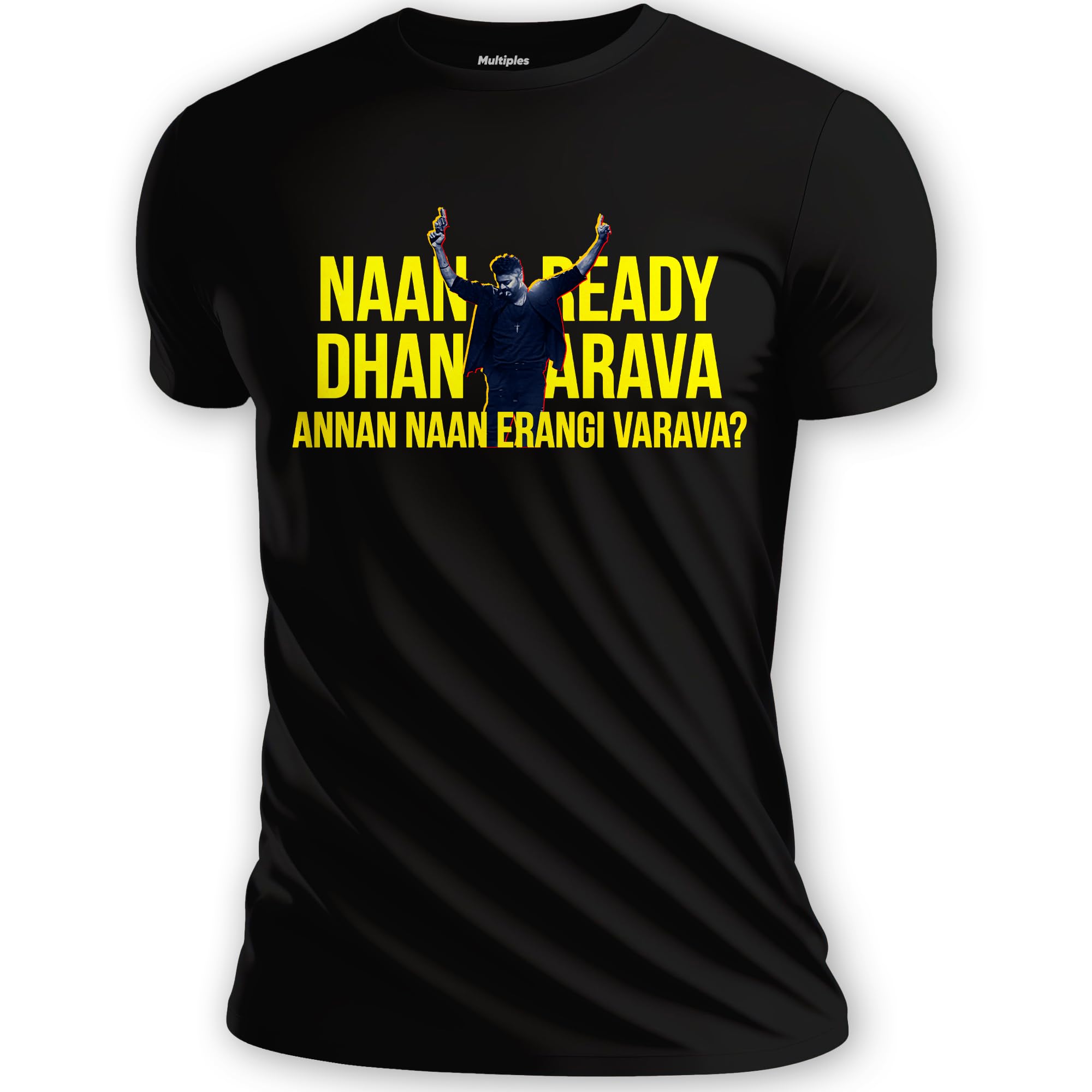 Multiples Leo Naa Ready Tshirt Thalapathy Vijay Tshirt Naan Ready Song Lyrics Naan Ready Ah Varava Graphic Design Unisex Cotton Tshirt by WatermarC