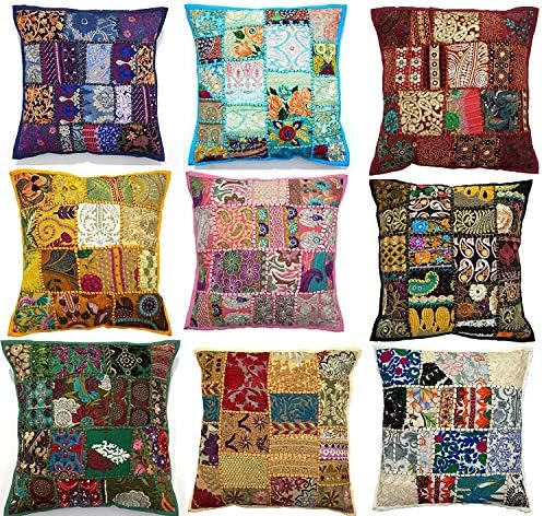 Cuscino Decorativo Patchwork Fatto A Mano Rastogi Handicrafts – Federa 40x40 Cm In Tessuti Indiani Sari E Cotone, Grigio - 2