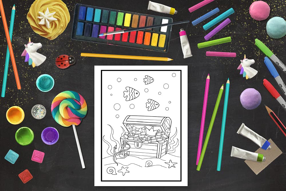 Mermaid Coloring Book for Kids: 35 Cute Illustrations for Children Ages 3-10