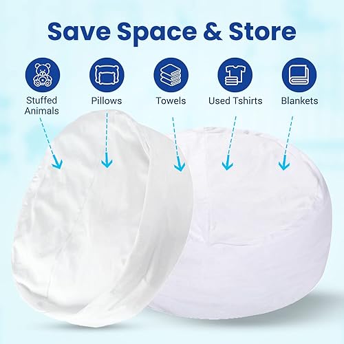 Miniatura 6 de Cheer Collection Bolsa de almacenamiento de gran tamaño, organizador de almacenamiento de juguetes de felpa para niños y silla puff con asa, bolsa