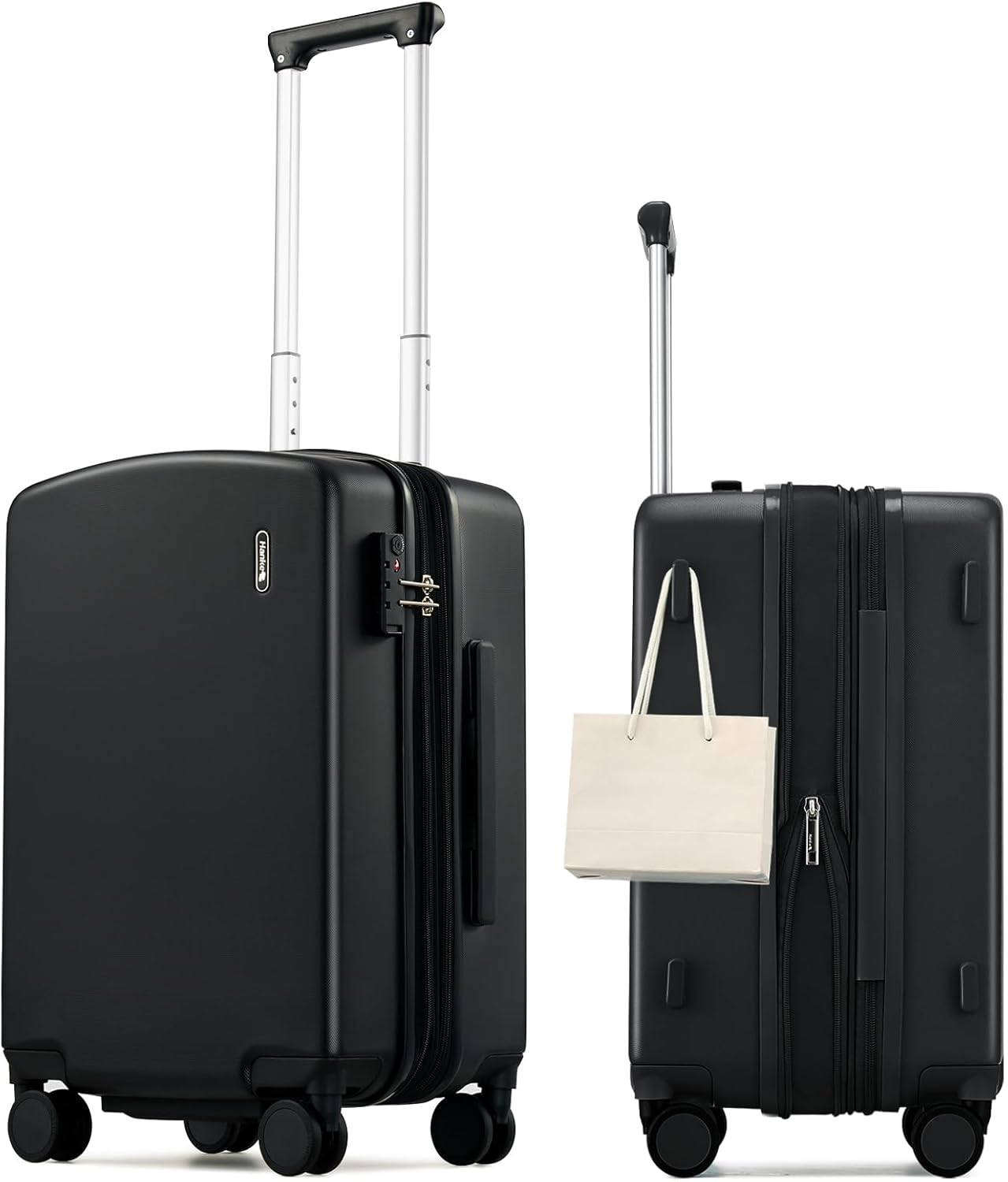 Hanke Expandable Carry On Luggage 22x14x9 Airline Approved, 20 Inch Hard Shell Suitcases with Wheels, Lightweight Travel Luggage Carry On Suitcase for Woman & Men with Tsa Lock(Jet Black)