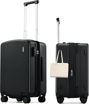 Hanke 20 Inch Expandable Carry On Luggage, 22x14x9 Airline Approved, TSA Lock Hard Shell Lightweight Suitcase for Men Women Jet Black