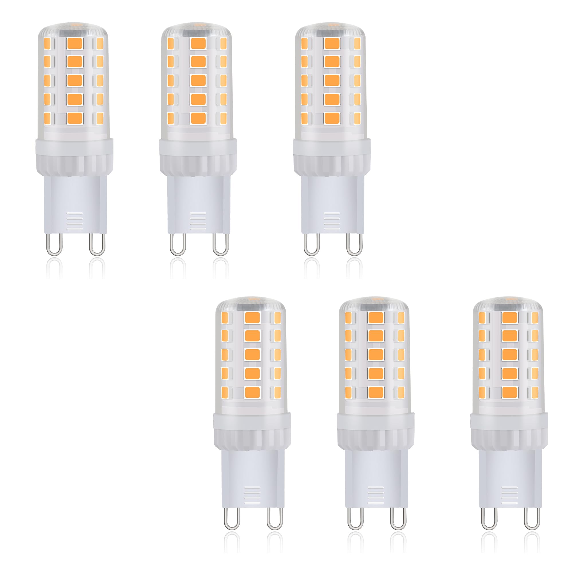 Ziefgn LED Lampe G9-Sockel,Warmweiß (3000K), Ersatz für herkömmliche 40W-Leuchtmittel, 220-240V,Enegiesparende Kleine Birne,Nicht Dimmbar, 6er Pack