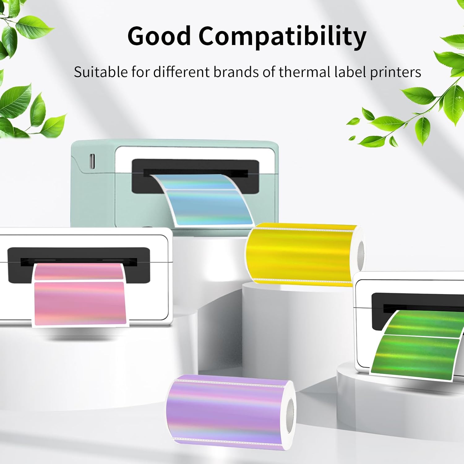 2x4 Inch Holographic Thermal Labels, Purple Direct Thermal Stickers Label, Self-Adhesive Glitter Thermals Printer Sticker Labels, Perforation Line Design- 200Pcs/1 Roll - Image 5